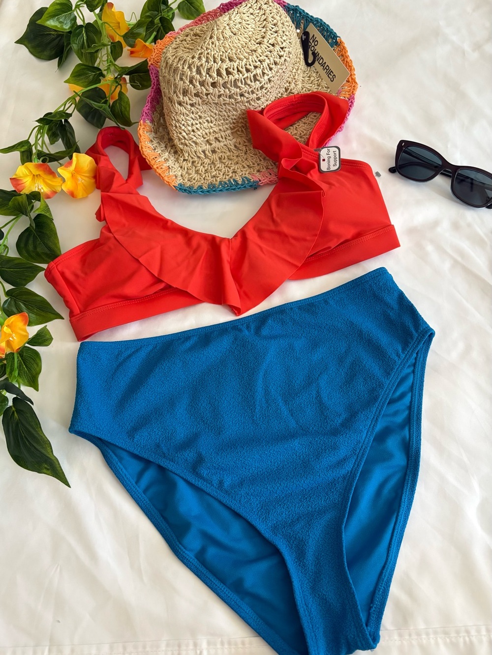 NWT Mix & Match Bikini M Time&TRU Orange Ruffle Top Jessica Simpson HR HT Bottom